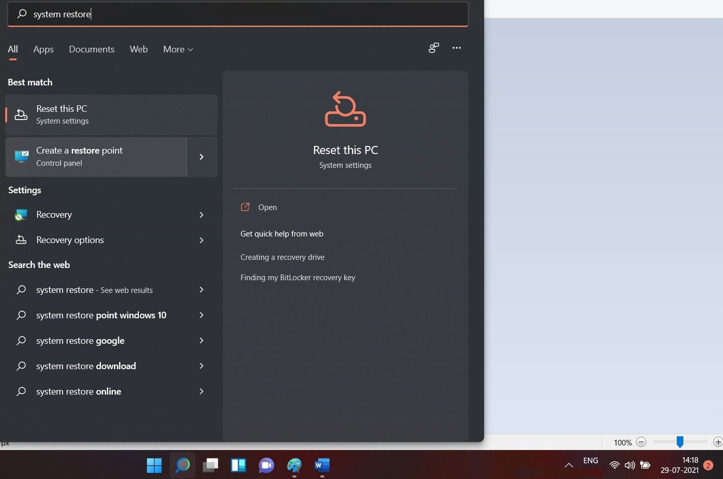 Панель задач с выравниванием влево