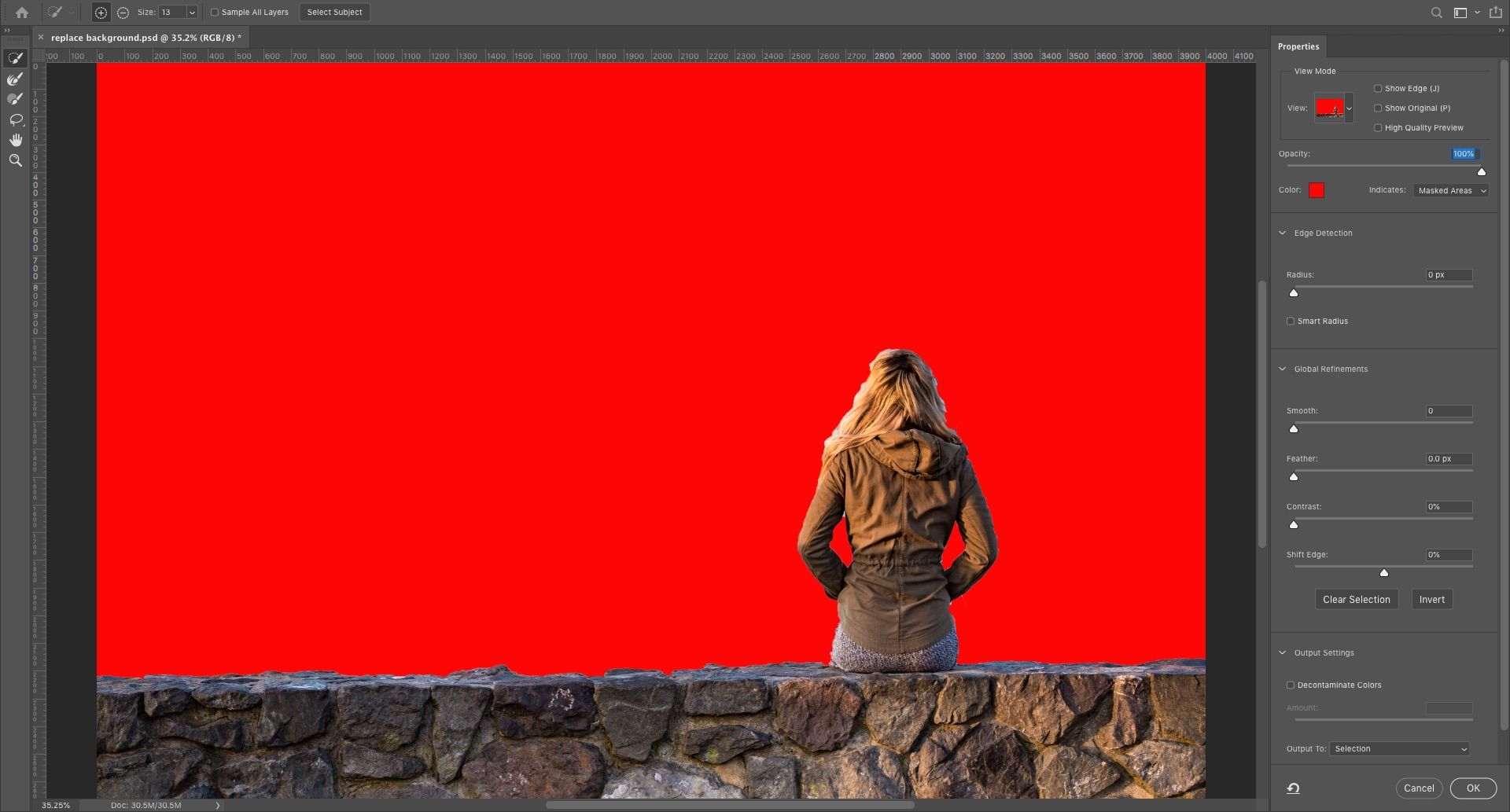 Интерфейс Select and Mask