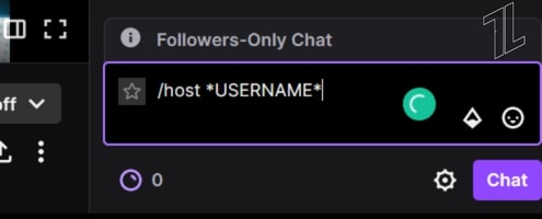 Interface chat montrant la commande d'hébergement