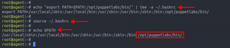 Вывод $PATH на агенте — /opt/puppetlabs/bin добавлен