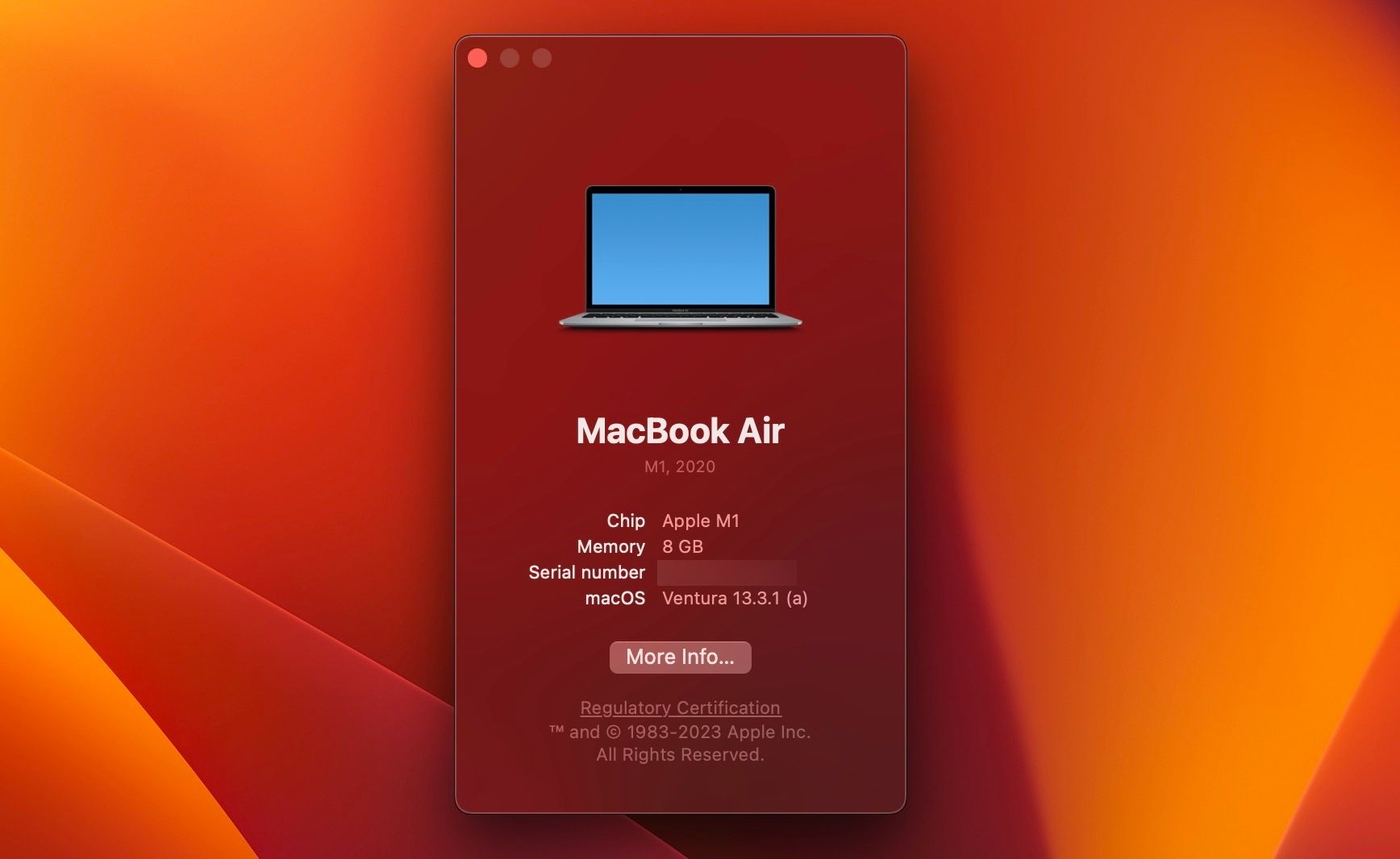 Окно «Об этом Mac», где видно модель Mac mini (M1, 2020)