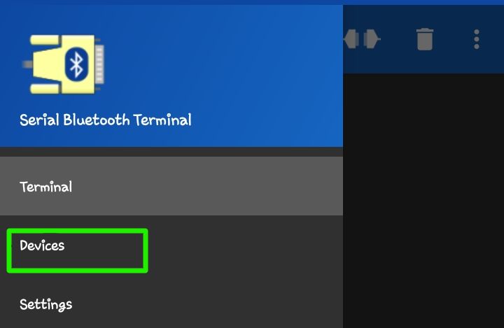 Вкладка Devices в Serial Bluetooth Terminal