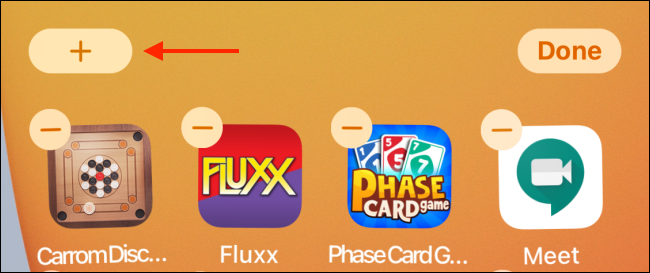 Нажмите кнопку Плюс, чтобы добавить виджеты