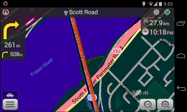 Офлайн GPS-навигация на Android: выбран маршрут и указания