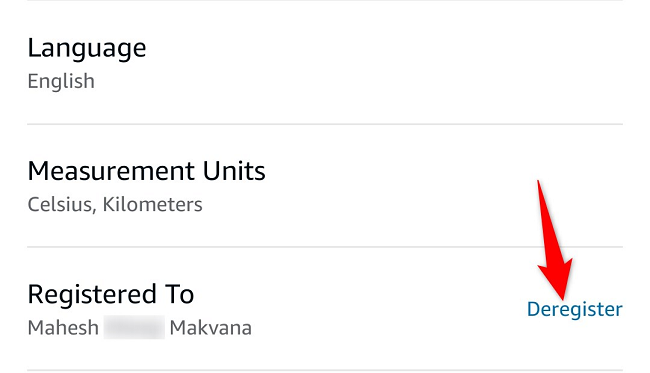 Опция «Отвязать» рядом с полем 'Зарегистрировано на'