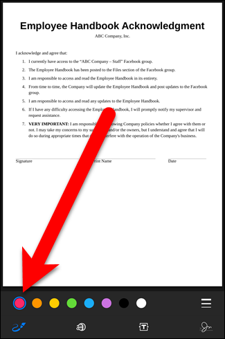 Выбор цвета для пера