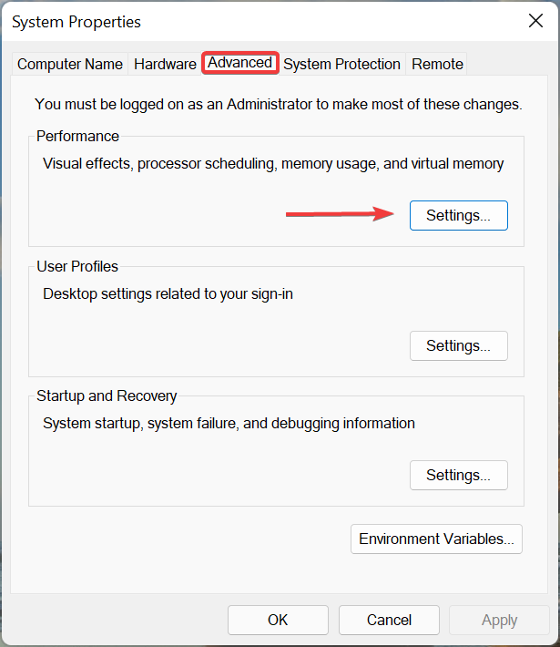 Параметры быстродействия — вкладка Дополнительно и кнопка Изменить