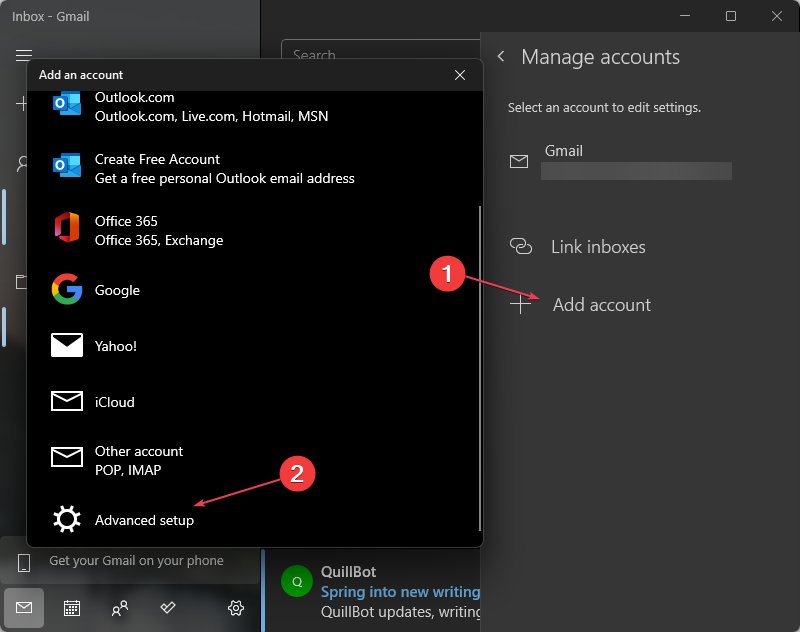 Кнопка добавления учётной записи