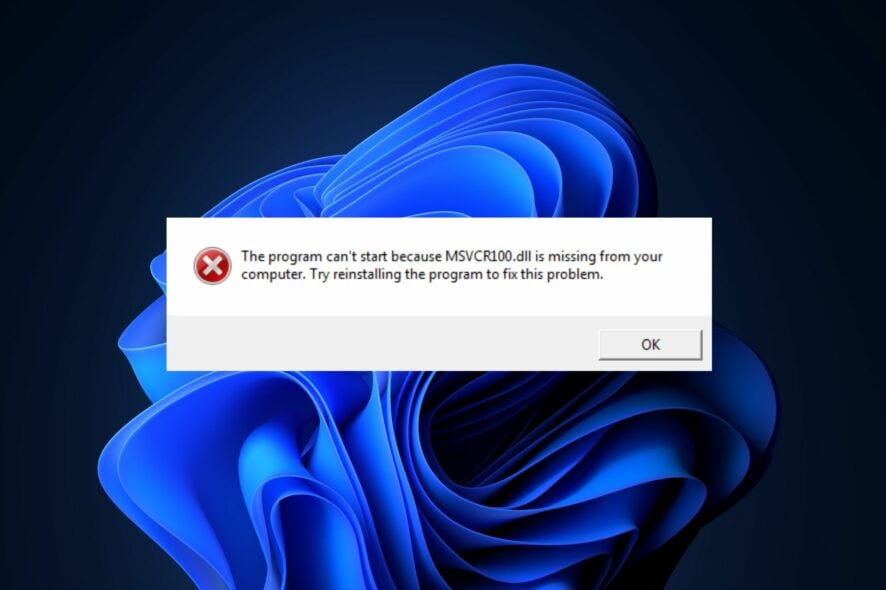 Исправить ошибку msvcr100.dll — руководство
