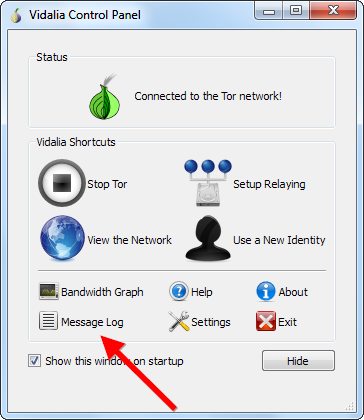 Журнал сообщений Tor без ошибок