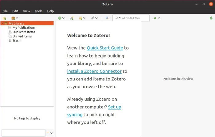 Первый запуск Zotero и подсказка установки коннектора