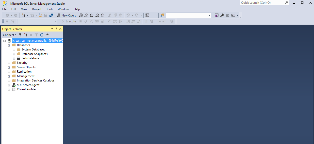 Созданная база test-database доступна для администрирования.