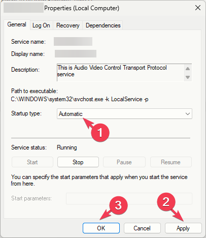 окно свойств службы AsusCertService