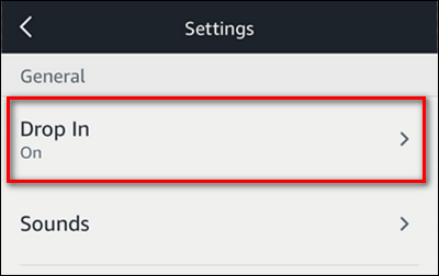Иллюстрация: выключенная опция Drop In для устройства Echo