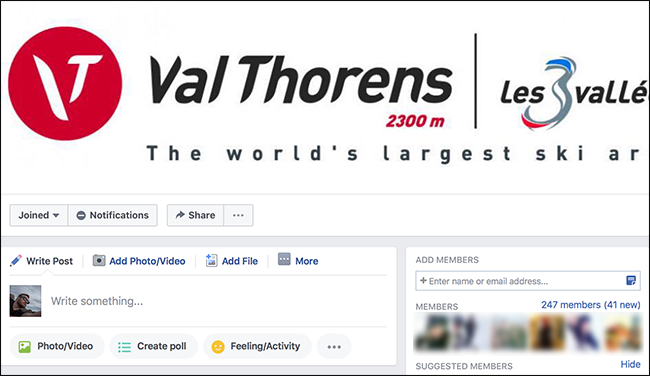 пример выключенных уведомлений в группе Facebook