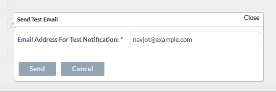 Окно тестового письма SuiteCRM