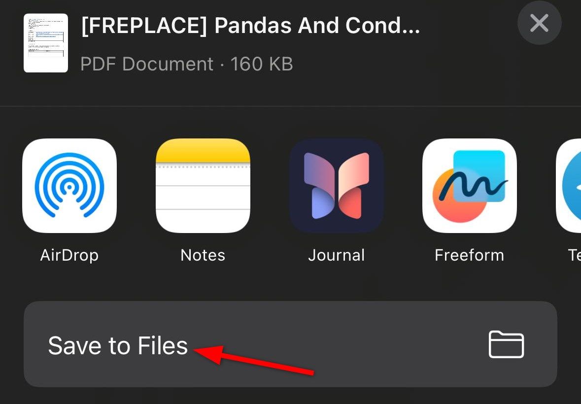 Сохранение документа Drive в локальное хранилище iPhone через приложение «Файлы».