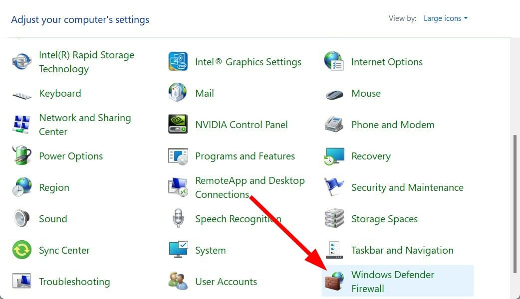 Панель управления брандмауэр