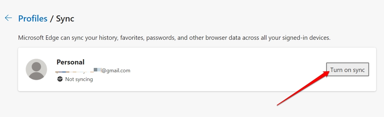 Включение синхронизации в Edge