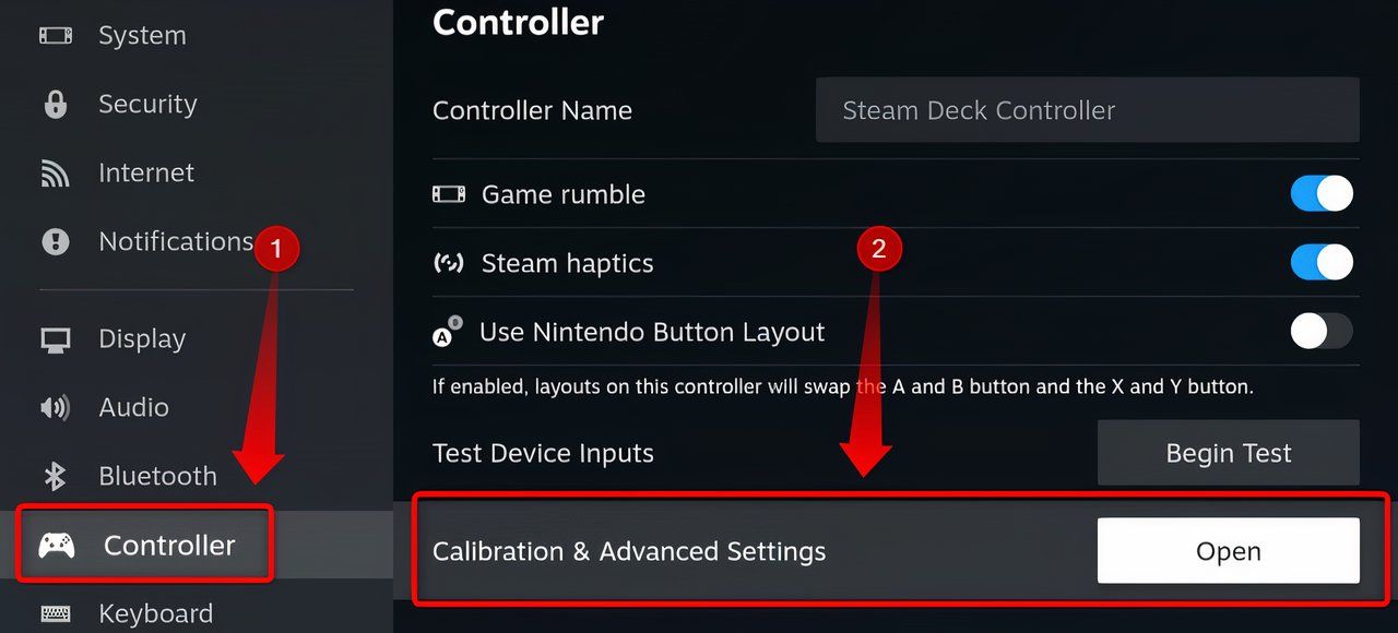 Steam Deck calibration & advanced settings tool.