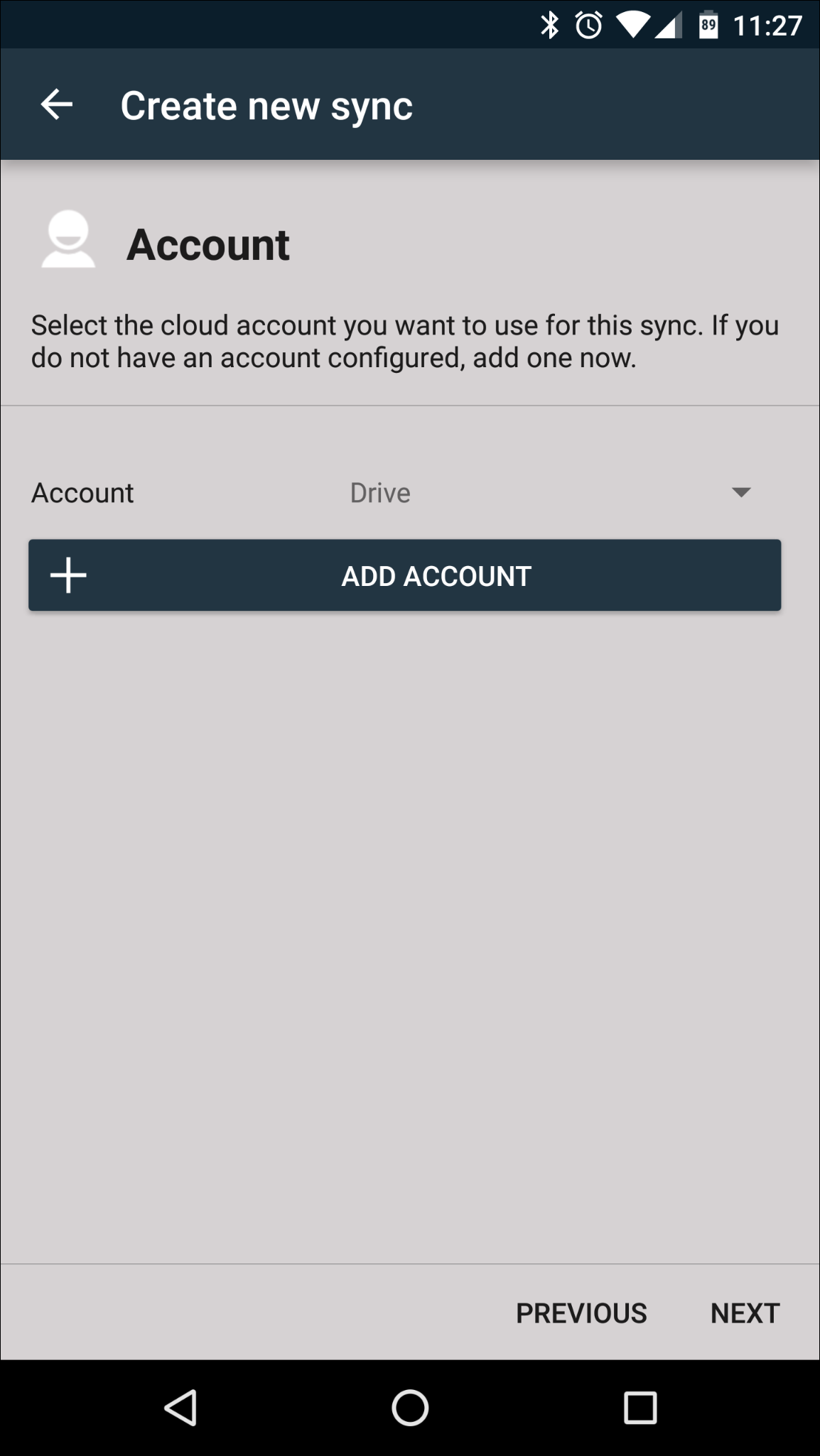 Добавление облачного аккаунта