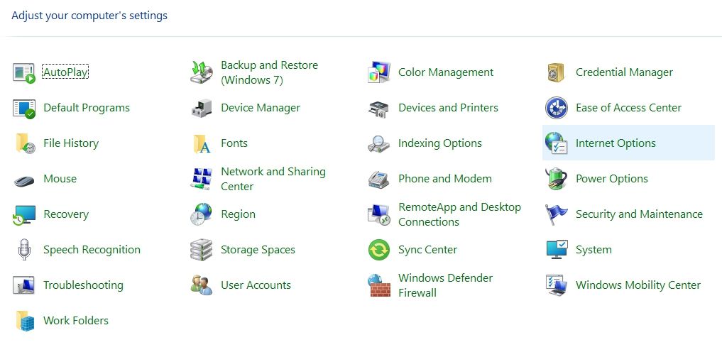 Параметр Мышь в Панели управления