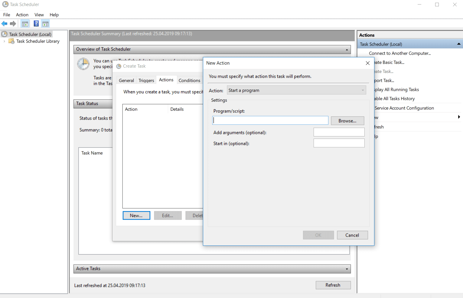 action task scheduler windows 10