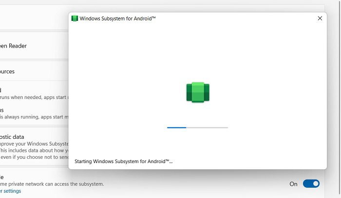 Процесс установки Android‑компонентов в WSA