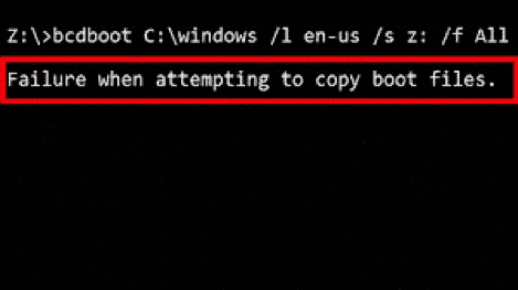 Исправить Failure when attempting to copy boot files