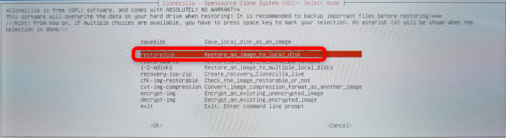 Выберите внутренний SSD как целевой диск для восстановления