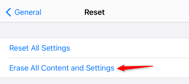 Экран «Стереть контент и настройки» на iPhone или iPad