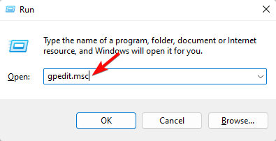 Окно Выполнить и команда gpedit.msc