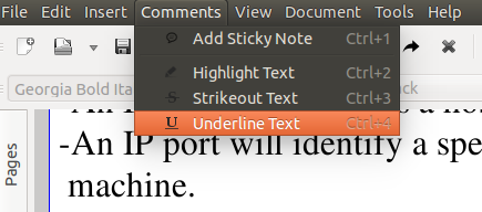 Выбор опции Underline Text для подчёркивания