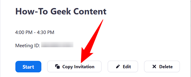 Нажмите «Copy Invitation» для копирования всего текста приглашения.