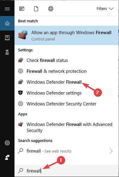 Настройки брандмауэра Windows