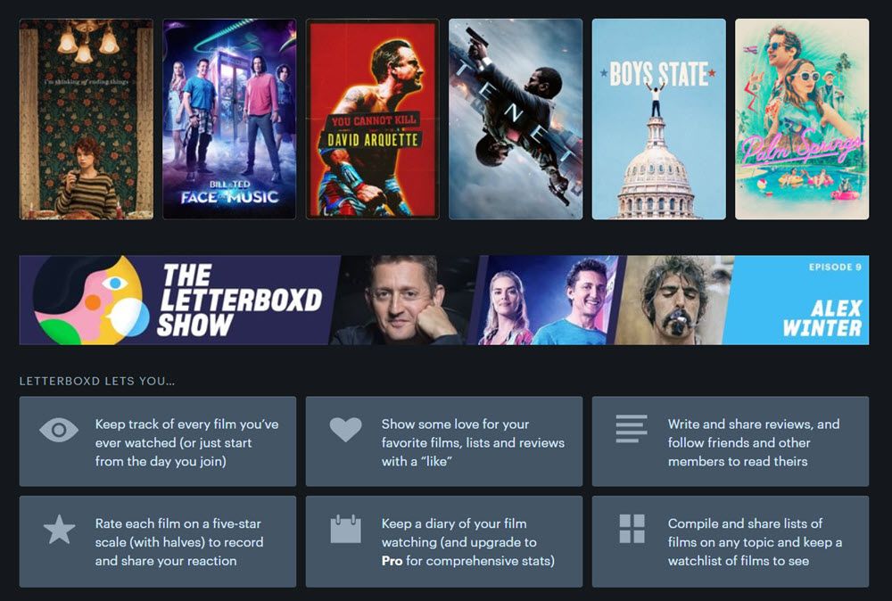 Главная страница Letterboxd