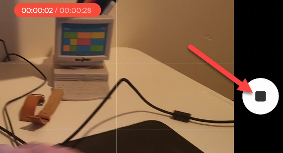 Нажмите кнопку записи снова, чтобы остановить гиперлапс