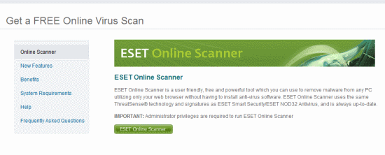 Веб-страница онлайн-сканера в браузере