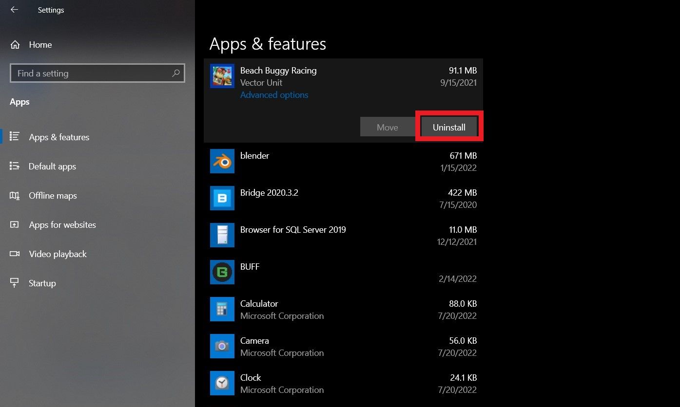 Удаление приложений в Windows