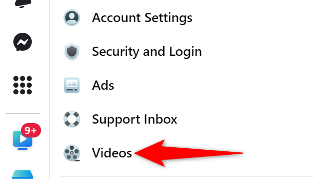 Выберите «Видео» в левой колонке.