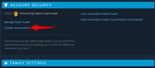 Выберите «Сменить пароль».