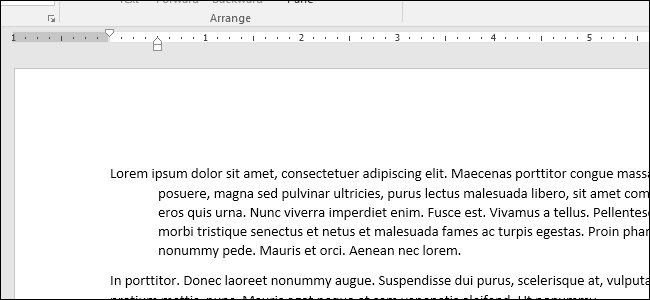 Висячий отступ на линейке