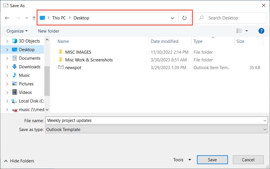 Сохранить как в другое место в Windows