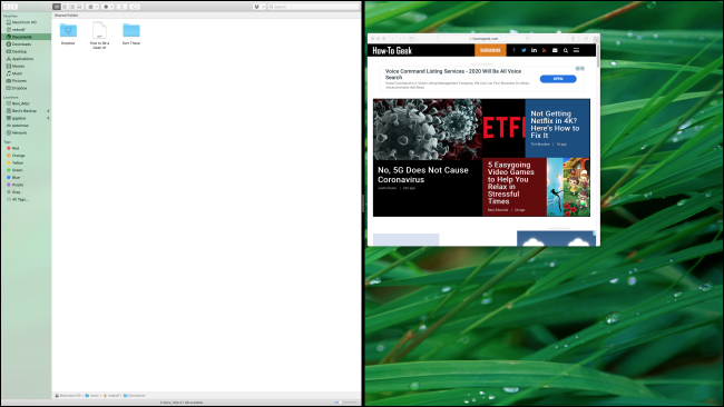 Выбор второго окна для Split View в macOS