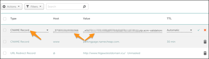 Добавление CNAME в панели DNS