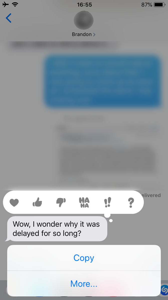 iPhone More Message Options