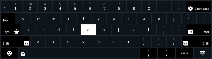 Steam Deck on-screen keyboard with QWERTY layout and hotkeys visible