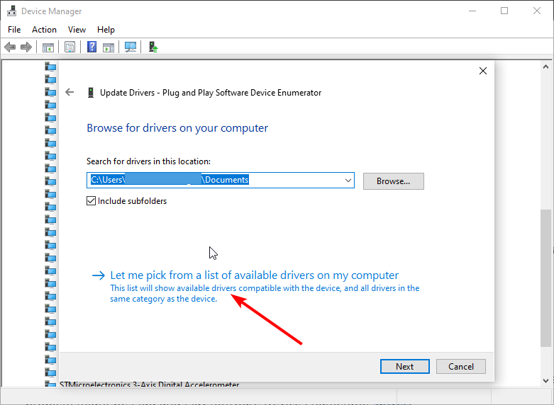 Выбрать из списка драйверов