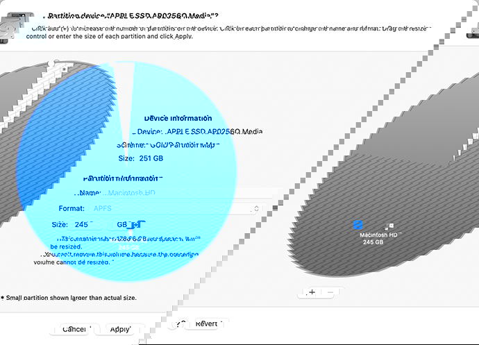 Подтверждение удаления разделов в Disk Utility