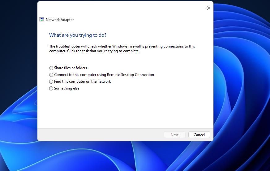 The Connect to this computer troubleshooting option